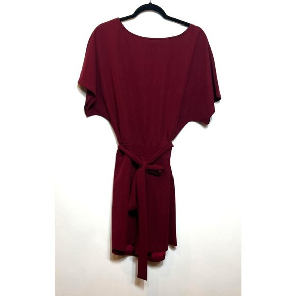 Vetinee Belted Summer Romper Keyhole Back Batwing Sleeve Jumpsuit Maroon Large - Picture 2 of 8